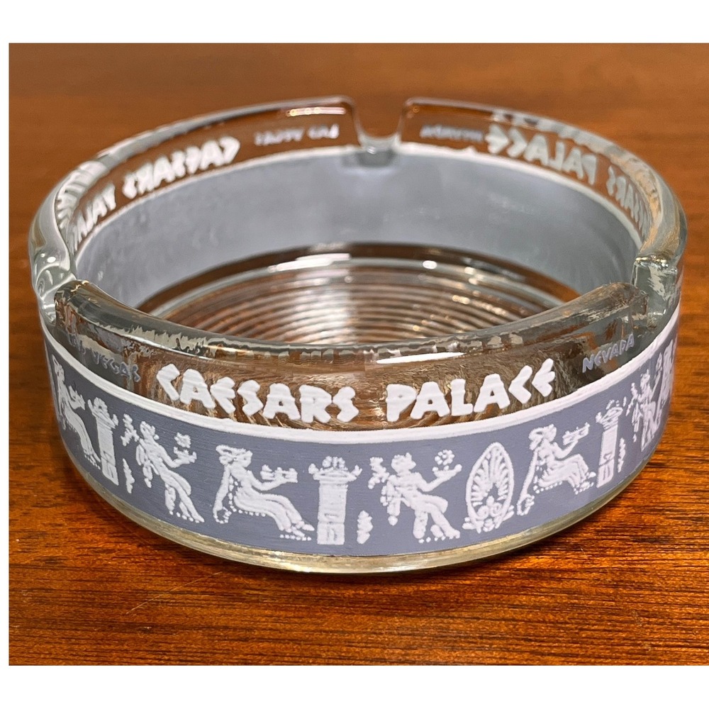 Vintage Caesars Palace Las Vegas Glass Ashtray Roman Casino Gold Trim - Picture 2 of 9